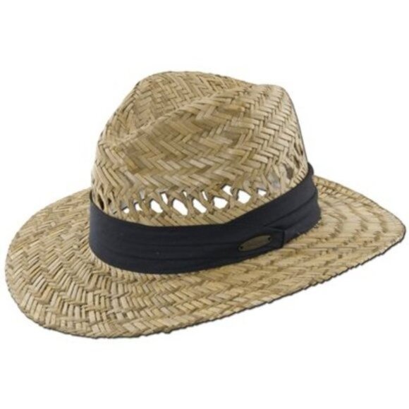 Panama Jack Safari Straw Hat 3" Big Brim 3-Pleat Ribbon Inner Elastic Sweatband - Picture 4 of 4